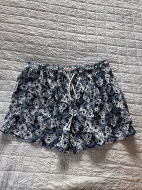 Men's Floral Swim Trunks - Navy & White